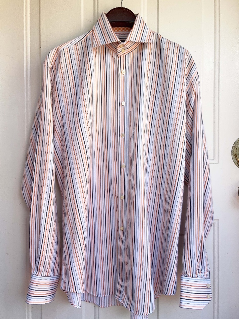 Johnston & Murphy Men’s Large Striped Shirt Preppy Business Casual Cotton